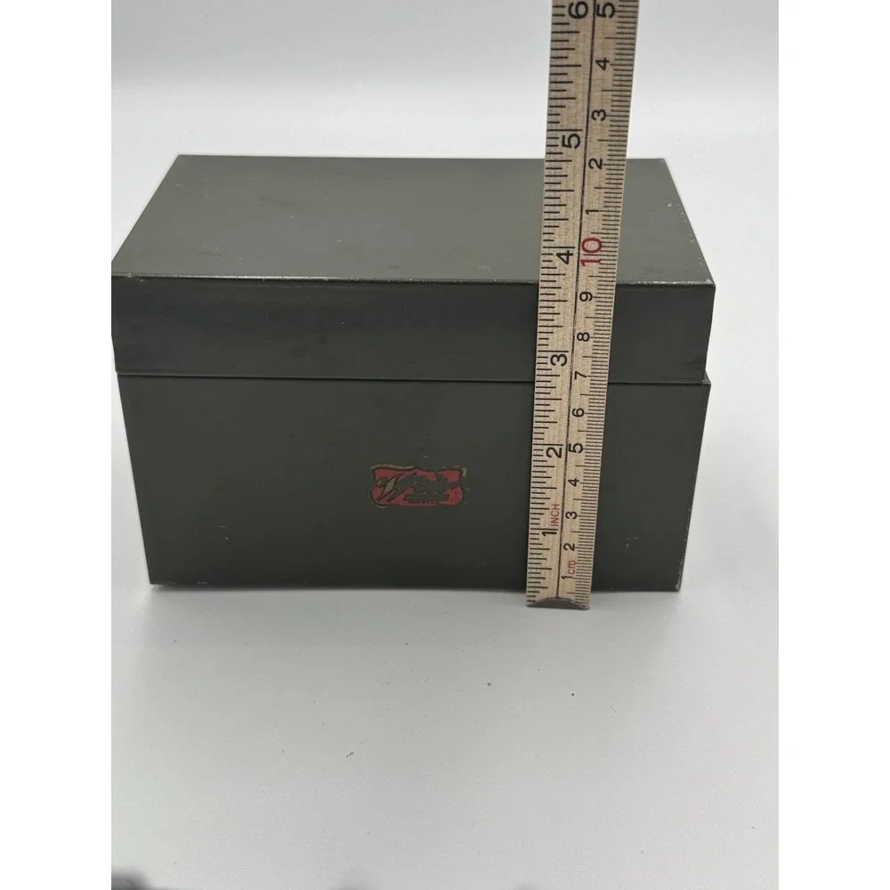 Vintage Industrial Weis Dark Green Metal File Recipe Index Card Storage Box